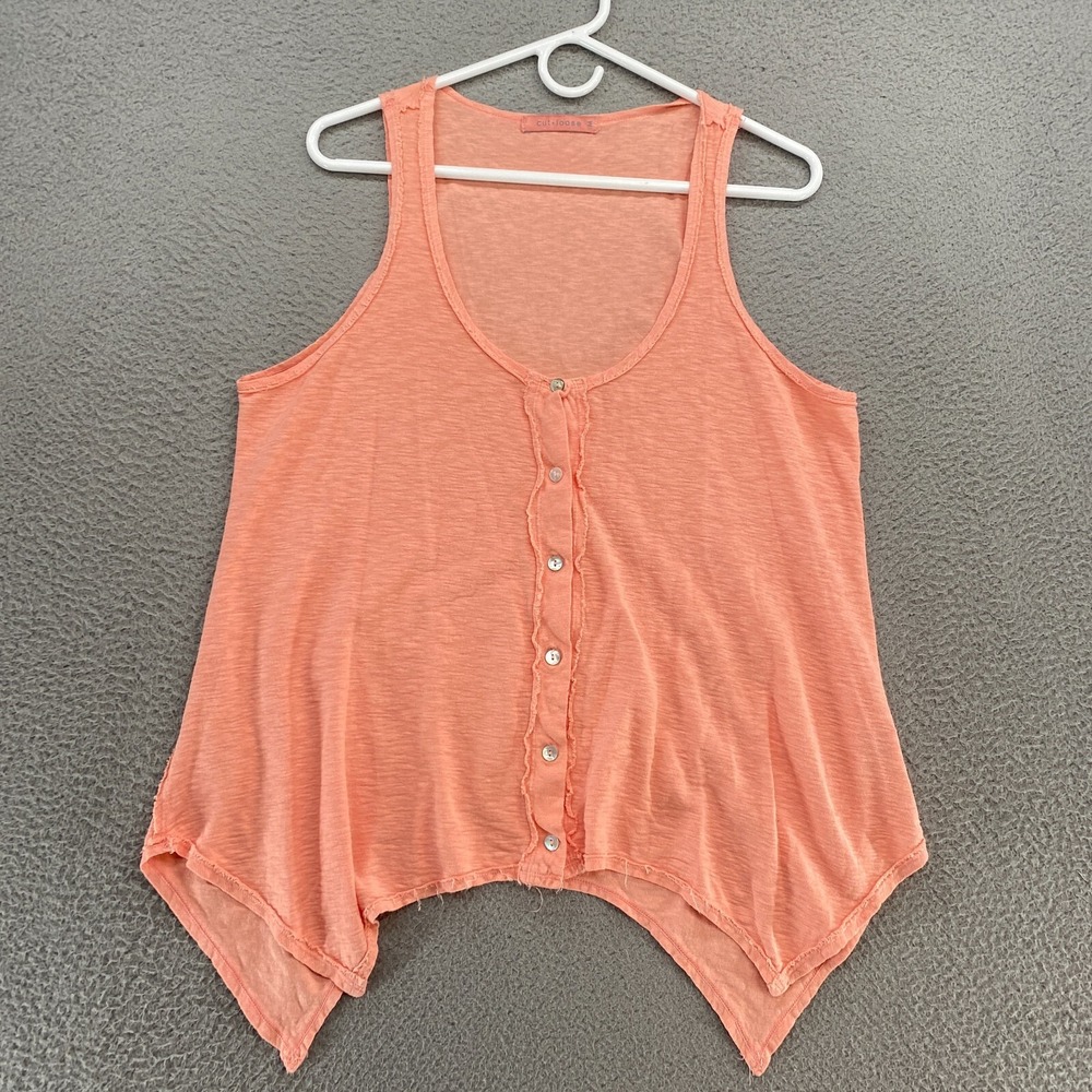 Cut Loose Tank Womens Medium Relaxed Handkerchief Pink Linen Lagenlook Artsy